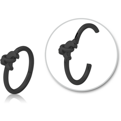 BLACK PVD COATED SURGICAL STEEL HINGED SEPTUM RING - ANNULAR ECLIPSE AND STAR