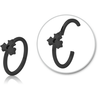 BLACK PVD COATED SURGICAL STEEL HINGED SEPTUM RING - TRIPLE STAR