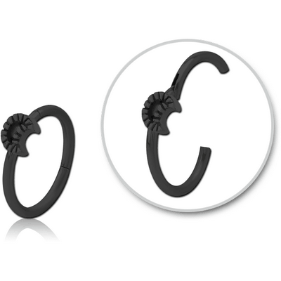 BLACK PVD COATED SURGICAL STEEL HINGED SEPTUM RING - CRESCENT