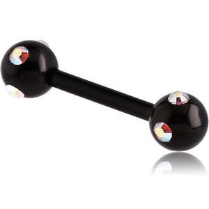 BLACK PVD COATED SURGICAL STEEL JEWELLED SATELLITE BARBELL