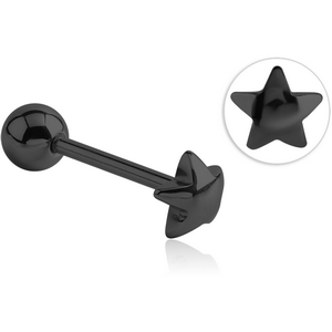 BLACK PVD COATED SURGICAL STEEL BARBELL - STAR