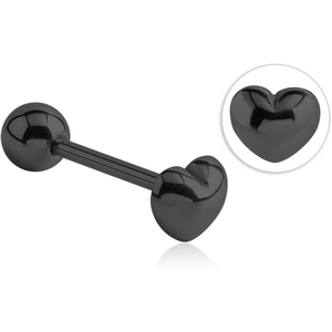BLACK PVD COATED SURGICAL STEEL BARBELL - HEART