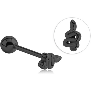 BLACK PVD COATED SURGICAL STEEL BARBELL - SNAKE