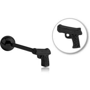 BLACK PVD COATED SURGICAL STEEL BARBELL - GUN