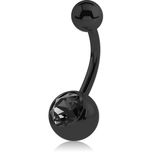 BLACK PVD COATED SURGICAL STEEL VALUE CRYSTAL NAVEL BANANA