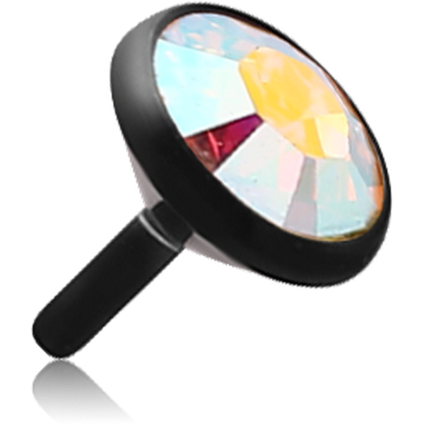 BLACK PVD COATED SURGICAL STEEL VALUE CRYSTAL JEWELLED PUSH FIT DISC FOR BIOFLEX INTERNAL LABRET