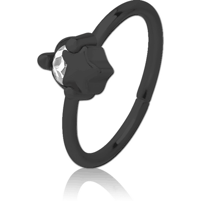 BLACK PVD COATED SURGICAL STEEL JEWELLED SEAMLESS RING - STAR AND GEM