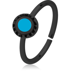 BLACK PVD COATED SURGICAL STEEL SEAMLESS RING WITH ENAMEL - CIRCLE