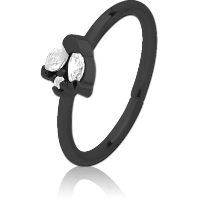 BLACK PVD COATED SURGICAL STEEL JEWELLED SEAMLESS RING