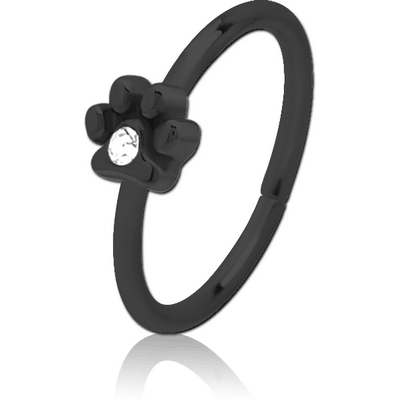 BLACK PVD COATED SURGICAL STEEL JEWELLED SEAMLESS RING - ANIMAL PAW CENTER GEM