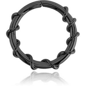 BLACK PVD COATED SURGICAL STEEL SEAMLESS RING - TWIST WIRE