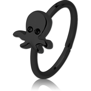 BLACK PVD COATED SURGICAL STEEL SEAMLESS RING - OCTOPUS