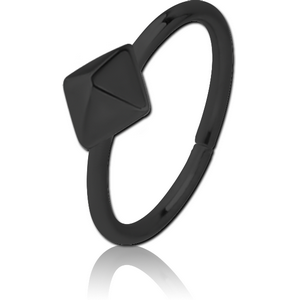 BLACK PVD COATED SURGICAL STEEL SEAMLESS RING - PYRAMID