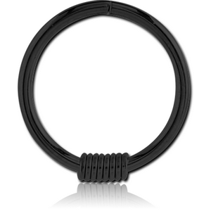 BLACK PVD COATED SURGICAL STEEL SEAMLESS RING - BARB WIRE