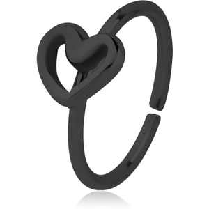 BLACK PVD COATED SURGICAL STEEL SEAMLESS RING - HEART