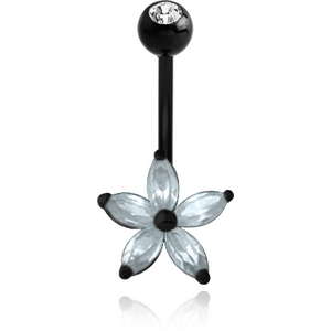 BLACK PVD COATED BRASS DOUBLE JEWELLED FLOWER NAVEL BANANA