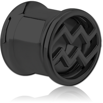 BLACK PVD COATED STAINLESS STEEL DOUBLE FLARED INTERNALLY THREADED TUNNEL - AQUARIUS