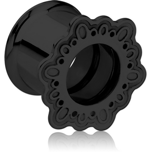 BLACK PVD COATED STAINLESS STEEL DOUBLE FLARED INTERNALLY THREADED TUNNEL