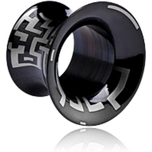 BLACK PVD COATED SURGICAL STEEL LASER ETCHED FLARED TUNNEL