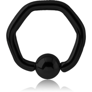 BLACK PVD COATED SURGICAL STEEL HEXAGON BALL CLOSURE RING