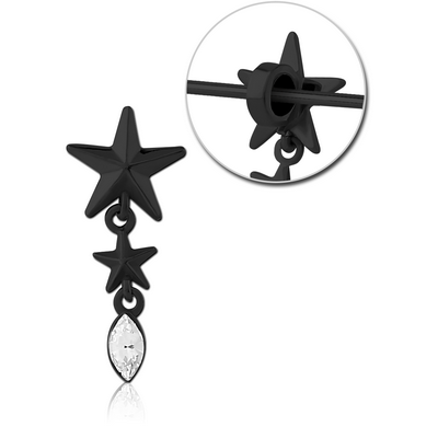 BLACK PVD COATED SURGICAL STEEL SLIDING JEWELLED CHARM FOR INDUSTRIAL BARBELL