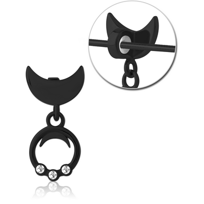 BLACK PVD COATED SURGICAL STEEL SLIDING JEWELLED CHARM FOR INDUSTRIAL BARBELL