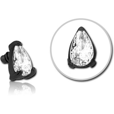 BLACK PVD COATED SURGICAL STEEL JEWELLED ATTACHMENT FOR 1.6MM INTERNALLY THREADED PINS - DROP