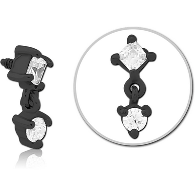 BLACK PVD COATED SURGICAL STEEL JEWELLED MICRO ATTACHMENT FOR 1.6MM INTERNALLY THREADED PINS
