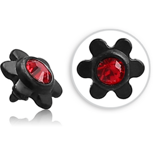 BLACK PVD COATED SURGICAL STEEL PREMIUM CRYSTAL JEWELLED FLOWER FOR 1.2MM INTERNALLY THREADED PINS