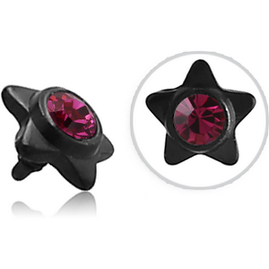BLACK PVD COATED SURGICAL STEEL SWAROVSKI CRYSTAL JEWELLED STAR FOR 1.2MM INTERNALLY THREADED PINS