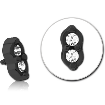 BLACK PVD COATED SURGICAL STEEL JEWELLED MICRO ATTACHMENT FOR 1.2MM INTERNALLY THREADED PINS