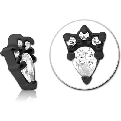 BLACK PVD COATED SURGICAL STEEL JEWELLED MICRO ATTACHMENT FOR 1.2MM INTERNALLY THREADED PINS