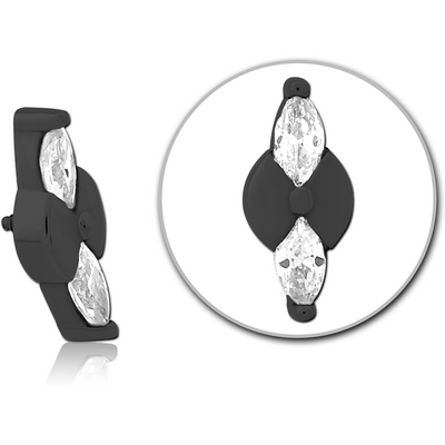 BLACK PVD COATED SURGICAL STEEL JEWELLED MICRO ATTACHMENT FOR 1.2MM INTERNALLY THREADED PINS - BOW TIE