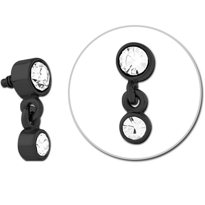 BLACK PVD COATED SURGICAL STEEL JEWELLED MICRO ATTACHMENT FOR 1.2MM INTERNALLY THREADED PINS