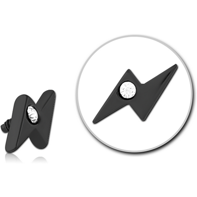 BLACK PVD COATED SURGICAL STEEL JEWELLED MICRO ATTACHMENT FOR 1.2MM INTERNALLY THREADED PINS - THUNDER