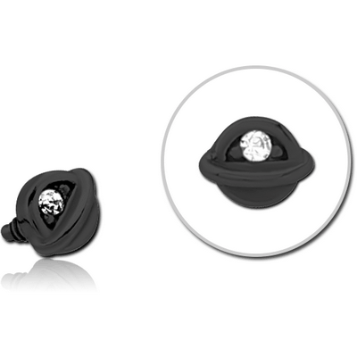 BLACK PVD COATED SURGICAL STEEL JEWELLED MICRO ATTACHMENT FOR 1.2MM INTERNALLY THREADED PINS - HALF OPEN EYE