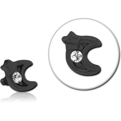 BLACK PVD COATED SURGICAL STEEL JEWELLED MICRO ATTACHMENT FOR 1.2MM INTERNALLY THREADED PINS - CRESCENT AND STAR