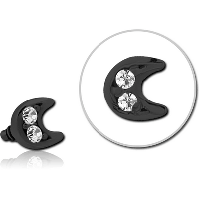 BLACK PVD COATED SURGICAL STEEL JEWELLED MICRO ATTACHMENT FOR 1.2MM INTERNALLY THREADED PINS - CRESCENT PRONGS