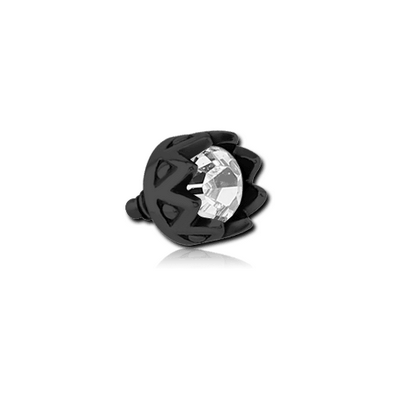 BLACK PVD COATED SURGICAL STEEL JEWELLED MICRO ATTACHMENT FOR 1.2MM INTERNALLY THREADED PINS