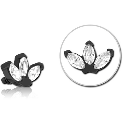 BLACK PVD COATED SURGICAL STEEL JEWELLED MICRO ATTACHMENT FOR 1.2MM INTERNALLY THREADED PINS