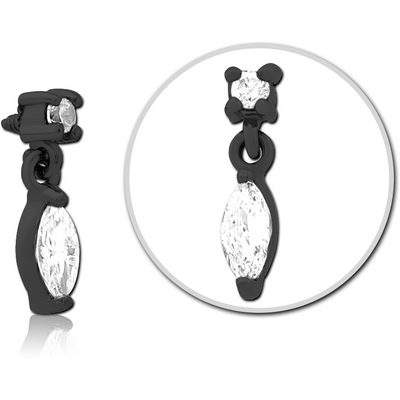 BLACK PVD COATED SURGICAL STEEL JEWELLED MICRO ATTACHMENT FOR 1.2MM INTERNALLY THREADED PINS