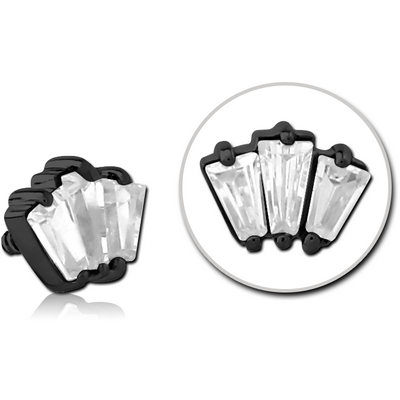 BLACK PVD COATED SURGICAL STEEL JEWELLED MICRO ATTACHMENT FOR 1.2MM INTERNALLY THREADED PINS