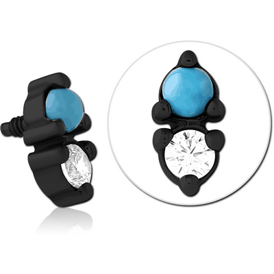BLACK PVD SURGICAL STEEL JEWELLED MICRO ATTACHMENT FOR 1.2MM INTERNALLY THREADED PINS