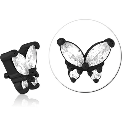 BLACK PVD SURGICAL STEEL JEWELLED MICRO ATTACHMENT FOR 1.2MM INTERNALLY THREADED PINS