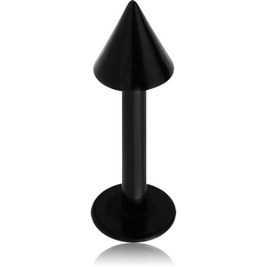 BLACK PVD COATED SURGICAL STEEL LABRET WITH CONE