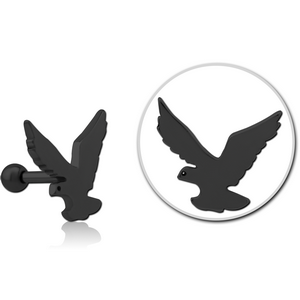 BLACK PVD COATED SURGICAL STEEL TRAGUS MICRO BARBELL - EAGLE