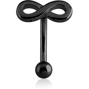 BLACK PVD COATED SURGICAL STEEL FANCY CURVED MICRO BARBELL - INFINITY