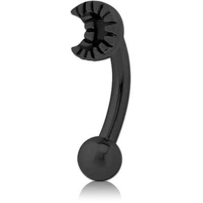BLACK PVD COATED SURGICAL STEEL FANCY CURVED MICRO BARBELL - CRESCENT
