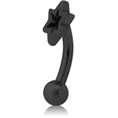 BLACK PVD COATED SURGICAL STEEL FANCY CURVED MICRO BARBELL - STAR INDENT