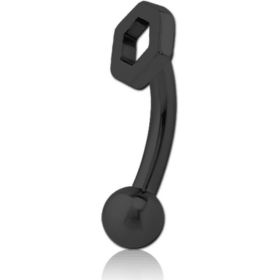 BLACK PVD COATED SURGICAL STEEL FANCY CURVED MICRO BARBELL - HEXAGON